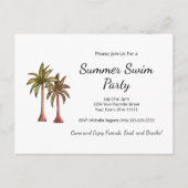 Tropische palmbomen Summer Pool Party Uitnodiging Briefkaart (Voorkant)