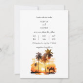 Tropische palmbomen tegen strand zonsondergang bru kaart (Voorkant)