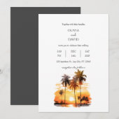 Tropische palmbomen tegen strand zonsondergang bru kaart (Voorkant / Achterkant)