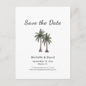 Tropische Palmbomen Tekenen Huwelijk Save the Date Aankondigingskaart (Voorkant)