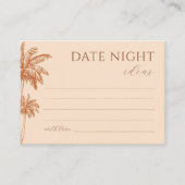 Tropische palmbomen terracotta date night ideeën informatiekaartje (Voorkant)