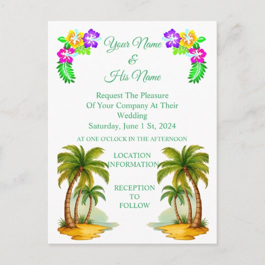 Tropische palmbomen Thunder_Cove  Uitnodiging Briefkaart (Voorkant)