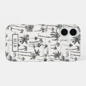 Tropische Palmbomen Toile Schets Monogram iPhone 16 Hoesje (Achterkant horizontaal)
