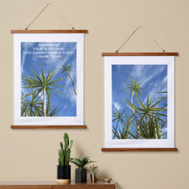 Tropische palmbomen Twain Quote Blue en White Hangend Wandkleed