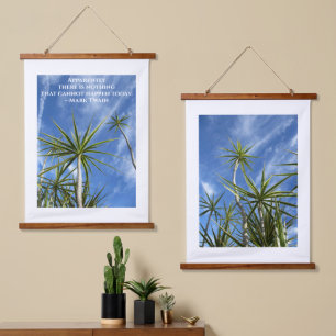 Tropische palmbomen Twain Quote Blue en White Hangend Wandkleed