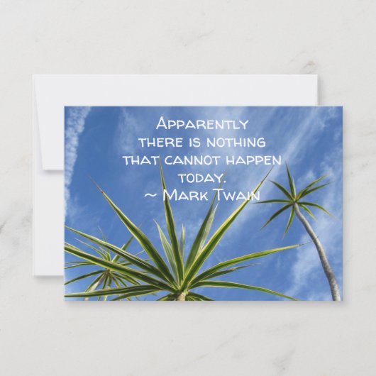 Tropische Palmbomen Twain Quote Flat Note Kaart (Voorkant)