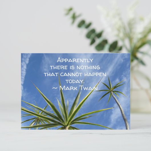 Tropische Palmbomen Twain Quote Flat Note Kaart (Staand voorkant)