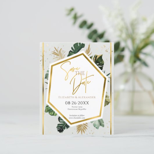 Tropische palmbomen verguld script opslaan van de (Staand voorkant)