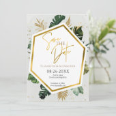 Tropische palmbomen verguld script opslaan van de kaart (Staand voorkant)