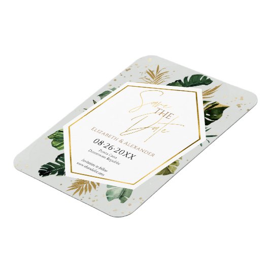 Tropische palmbomen verguld script opslaan van de magneet (Linkerzijde)