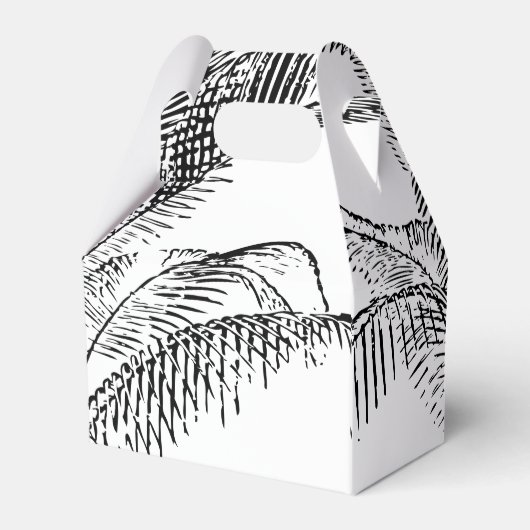 Tropische palmbomen verlaten Abstracte strandbruil Bedankdoosjes (Achterkant)