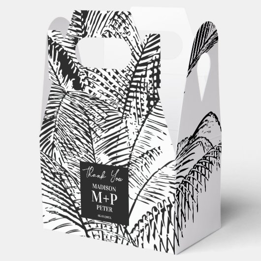 Tropische palmbomen verlaten Abstracte strandbruil Bedankdoosjes (Geopend)