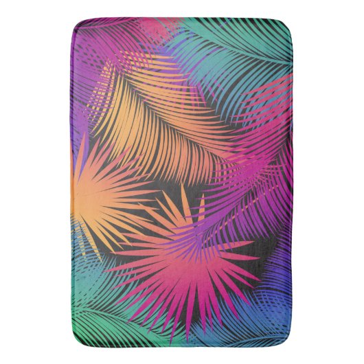 Tropische palmbomen verlaten Oerwoud regenboog Badmat (Voorkant Verticaal)