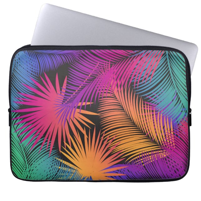 Tropische palmbomen verlaten Oerwoud regenboog Laptop Sleeve (Voorkant)