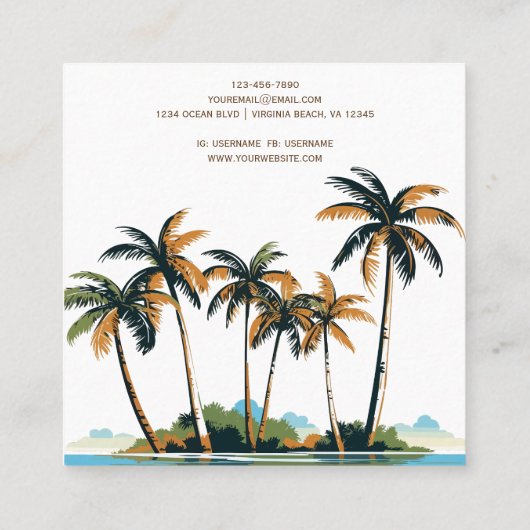 Tropische palmbomen vierkante visitekaartje (Achterkant)