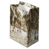Tropische Palmbomen Vintage Medium Cadeauzakje (Achterkant Gekanteld)