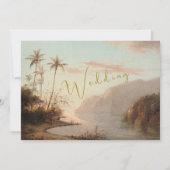 Tropische palmbomen vintage trouwkaart Save The Da Save The Date (Achterkant)