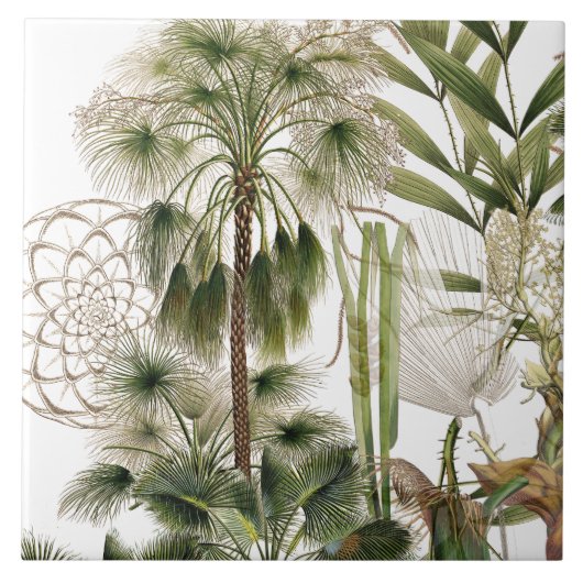 Tropische palmbomen voor tropische eilanden tegeltje (Voorkant)