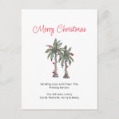 Tropische palmbomen vrolijk kerstfeest feestdagenkaart (Voorkant)