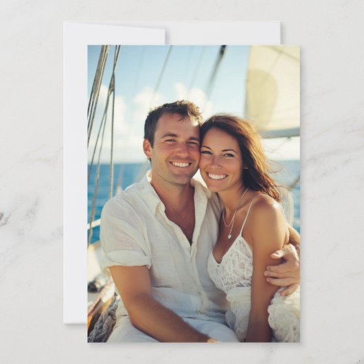 Tropische palmbomen Waterverf foto bruiloft Save The Date (Achterkant)