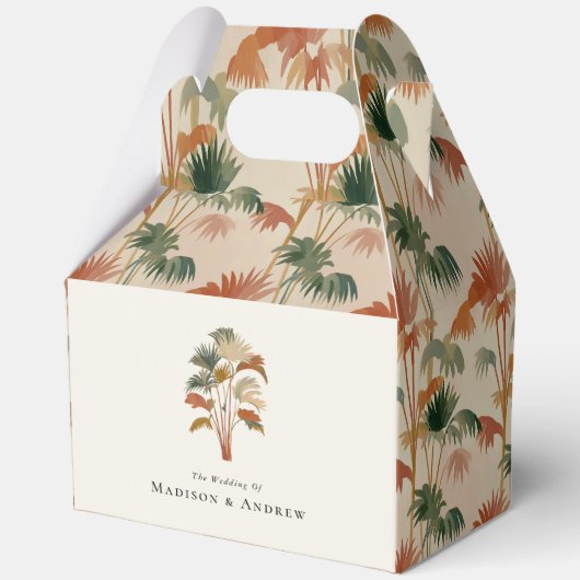 Tropische palmbomen Waterverf Pastel Boho bruiloft Bedankdoosjes (Voorkant)