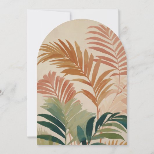Tropische palmbomen Waterverf Pastel Boho bruiloft Kaart (Achterkant)