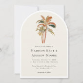 Tropische palmbomen Waterverf Pastel Boho bruiloft Kaart (Voorkant)