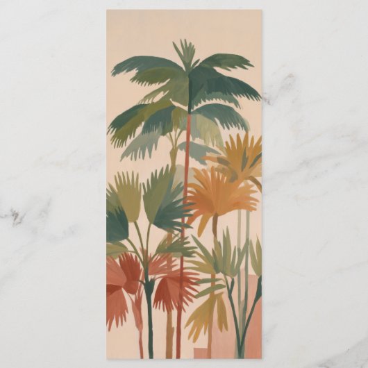 Tropische palmbomen Waterverf Pastel Boho bruiloft Menu (Achterkant)