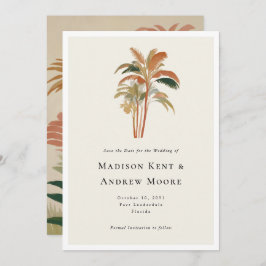 Tropische palmbomen Waterverf Pastel Boho bruiloft Save The Date
