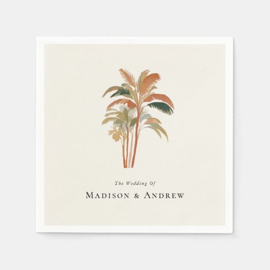 Tropische palmbomen Waterverf Pastel Boho bruiloft Servet (Voorkant)