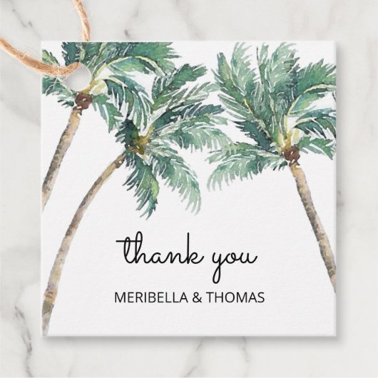 Tropische palmbomen Waterverf strand bruiloft Bedankjes Labels (Voorkant)