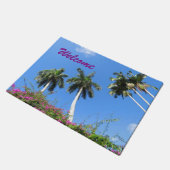 Tropische palmbomen Welkom Doormat Deurmat (Schuin)