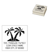 Tropische palmbomen Zeekust Strand Naam Adres  Rubberstempel (Gestempeld)