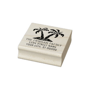 Tropische palmbomen Zeekust Strand Naam Adres  Rubberstempel