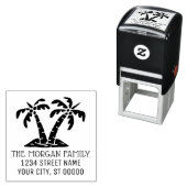Tropische palmbomen Zeekust Strand Naam Adres  Zelfinktende Stempel (In situ)