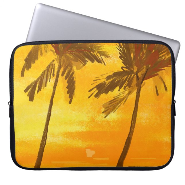Tropische palmbomen Zomer achtergrond Laptop Sleeve (Voorkant)
