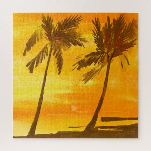 Tropische palmbomen Zomer achtergrond Legpuzzel (Verticaal)