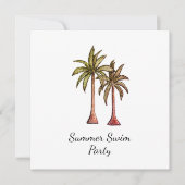 Tropische Palmbomen Zomer Goud Zwembad Party Kaart (Voorkant)