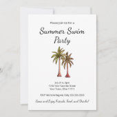 Tropische Palmbomen Zomer Zwembad Party Kaart (Voorkant)