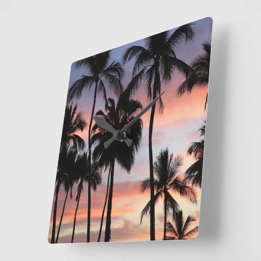 Tropische palmbomen zonsondergang vierkante klok (Hoek)