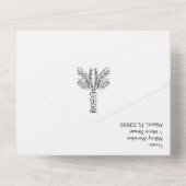 Tropische palmboom abstract handgetekende trouw all in one uitnodiging (Achterkant)