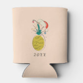 Tropische palmboom Ananas Vrolijk Kerstfeest Blikjeskoeler (Achterkant)