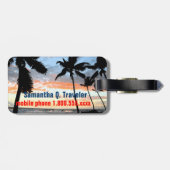 Tropische palmboom bagagelabel (Achterkant horizontaal)