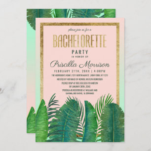 Tropische palmboom Banana Leaf Gold Bachelorette Kaart