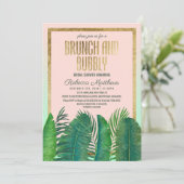 Tropische palmboom Banana Leaf Gold Brunch Bubble Kaart (Staand voorkant)