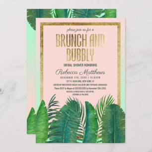Tropische palmboom Banana Leaf Gold Brunch Bubble Kaart