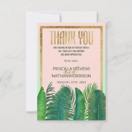 Tropische palmboom Banana Leaf Gold Wedding Bedankkaart