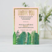 Tropische palmboom Banana Leaf Gold Wedding Bedankkaart (Staand voorkant)