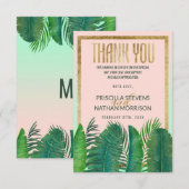Tropische palmboom Banana Leaf Gold Wedding Bedankkaart (Voorkant / Achterkant)