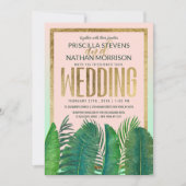 Tropische palmboom Banana Leaf Gold Wedding Kaart (Voorkant)